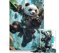Rompecabezas Panda Warrior Japan de 1000 Piezas para Adolescentes Juguete de Habilidad para Rompecabezas Diversión compartida Corte preciso Decoración de Pared (38x26cm)