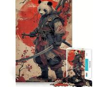 Rompecabezas Panda Warrior Japan de 1000 Piezas para Adolescentes Rompecabezas Mental para aliviar la tensión Arte para armar Regalo Premium (38x26cm)