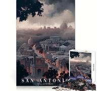 Rompecabezas Panorama Urbano de San Antonio de 1000 Piezas para Adolescentes, Juguete de lógica Fuerte, Escape Tranquilo, Borde Transparente, Regalo de cumpleaños (50x75cm)
