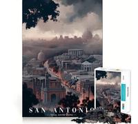 Rompecabezas Panorama Urbano de San Antonio de 1000 Piezas para Adolescentes Mejora la Memoria Fácil de Usar Ocio Corte Firme Decoración de Pared (38x26cm)