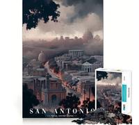 Rompecabezas Panorama Urbano de San Antonio de 1000 Piezas para Adultos Rompecabezas Mental Suave y Relajante Imagen para armar Artículo de Santa Claus (38x52cm)