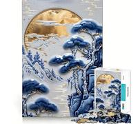 Rompecabezas panorámico de Porcelana Vintage de 1000 Piezas para Adultos Juguete Que desafía la Mente Corte preciso alineación Actividad Nocturna Divertida para Toda la Familia (38x26cm)