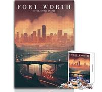 Rompecabezas panorámico Urbano de Fort Worth de 1000 Piezas para Adolescentes Juego Educativo para el Desarrollo de Habilidades Momentos Especiales Tamaño 38x52cm