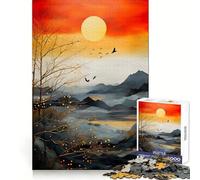 Rompecabezas panorámicos Abstractos con Puesta de Sol de 1000 Piezas para Adolescentes Mejora la Memoria Tiempo Libre Diseño sólido Artículo de Papá Noel 50x75cm