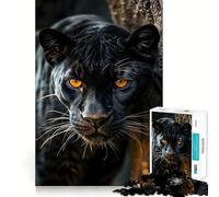 Rompecabezas Pantera Negra Salvaje para Adolescentes,1000 Piezas,Juego para Estimular la Mente,Piezas sin Rebabas,Corte Limpio,Fácil de Aprender,Diversión para Toda la Familia (38x26cm)