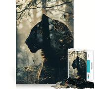 Rompecabezas Panther Double Exposure de 1000 Piezas para Adolescentes Ayuda a Mejorar la Memoria, diseño Relajante y Divertido, Regalo Elegante (50x75cm)