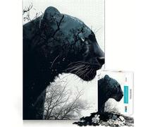 Rompecabezas Panther Double Exposure de 1000 Piezas para Adolescentes Mejora la Memoria Pasatiempo Tranquilo Bordes precisos Regalo de cumpleaños (38x52cm)