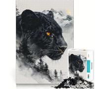 Rompecabezas Panther Double Exposure de 1000 Piezas para Adultos Juguete de lógica Resistente, Divertido y Relajante Bordes definidos Regalo Memorable (38x26cm)