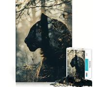Rompecabezas Panther Double Exposure de 1000 Piezas para Adultos, Mejorar la Memoria y Disfrutar del Tiempo Libre Decoración de Pared con Corte preciso (38x26cm)