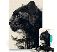 Rompecabezas Panther Double Exposure de 1000 Piezas para Adultos y Adolescentes Juego Mental, diversión Tranquila, Bordes Afilados, Regalo Memorable (38x26cm)