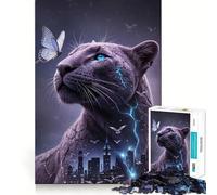 Rompecabezas Panther Double Exposure de 1000 Piezas para Adultos y Adolescentes Juguete de lógica Clara Tiempo de relajación Corte Artículo de Santa Claus (38x52cm)