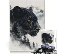 Rompecabezas Panther Double Exposure de 1000 Piezas para Adultos y Adolescentes Juguete de lógica Clara Tiempo de relajación Corte Artículo de Santa Claus (50x75cm)