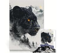 Rompecabezas Panther Double Exposure para Adultos, 1000 Piezas, Juguete para ejercitar la lógica, diversión Relajante, Bordes Suaves, (38x52cm)