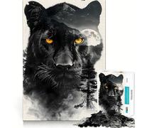 Rompecabezas Panther Double Exposure para Adultos, 1000 Piezas, Juguete para ejercitar la Mente, Alivio del estrés, diseño para armar, Regalo Encantador (38x52cm)
