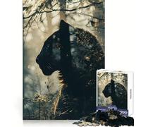 Rompecabezas Panther Double Exposure para Adultos, 1000 Piezas, Juguete para ejercitar la Mente, Alivio del estrés, diseño para armar, Regalo Encantador (38x52cm)