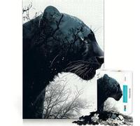 Rompecabezas Panther Double Exposure para Adultos de 1000 Piezas, Juguete para la Mente, Alivio de la ansiedad, Bordes precisos, Regalo Original (38x26cm)