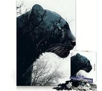 Rompecabezas Panther Double Exposure para Adultos de 1000 Piezas, Juguete para la Mente, Alivio de la ansiedad, Bordes precisos, Regalo Original (38x26cm)