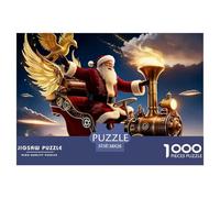 Rompecabezas Papá Noel 1000 Piezas - Papá Noel Trineo Alas Doradas, Difícil, Idea Regalo Hombres Mujeres 38x26cm