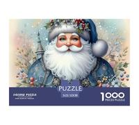 Rompecabezas Papá Noel 1000 Piezas Papel Reciclado Adultos Niños - Papá Noel Vintage Guirnalda Flores, Juego Familiar 52x38cm
