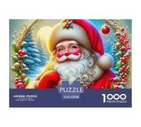 Rompecabezas Papá Noel 1000 Piezas Papel Reciclado - Papá Noel Guirnalda Navidad, Regalo para Adultos, Juego Educativo 52x38cm