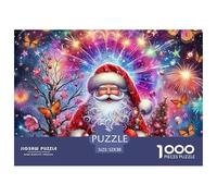 Rompecabezas Papá Noel 1000 Piezas Papel Reciclado - Papá Noel Guirnalda Navideña Mágica, Juego Difícil, Decoración Pared 52x38cm