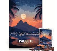 Rompecabezas Papeete Tahiti Paisaje Nocturno 1000 Piezas para Adultos Creativo Piensa Feliz Tiempo Libre Ajuste Perfecto Regalo Creativo (38x52cm)