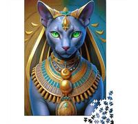 Rompecabezas Papel 1000 Piezas Gato Egipcio místico Adultos Educar Puzzle cartón Grueso Decoración Pared Alivio estrés Regalo 38x26cm/1000pcs