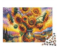Rompecabezas Papel Girasoles Arte para Adultos 1000 Piezas Educativo Papel Grueso ecológico Decoración Pared Relajante 70x50cm/1000pcs