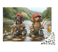 Rompecabezas Papel Perros Pescadores 1000 Piezas Adultos Educativo Puzzle decoración Mural Relajante 52x38cm/1000pcs