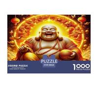Rompecabezas Papel Reciclado 1000 Piezas, Buda Sonriente Aura Dorada abundancia alegría, Educativo, 38x26cm