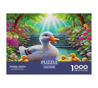 Rompecabezas Papel Reciclado 1000 Piezas, Pato Amarillo Sendero Familiar jardín Sereno Alegre, 52x38cm
