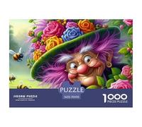 Rompecabezas Papel Reciclado Puzzle 1000 Piezas Bruja Entre Flores, Vieja Bruja Abejas, Decoración Pared Relajación Hombres Mujeres 70x50cm