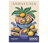 Rompecabezas para Adolescentes 1000 Andalusia Oysters and Lemons Still Life Rompecabezas Juegos Familiares Regalos para Mujeres Oferta como Regalos para Toda La Familia 70x50cm/1000pcs