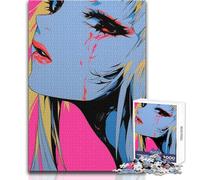 Rompecabezas para Adolescentes 1000 Anime Girl con lágrimas de Sangre Juego desafío único Desafío difícil Regalos de cumpleaños Tamaño 38x26cm