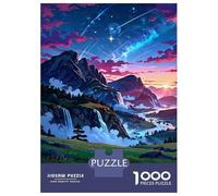 Rompecabezas para Adolescentes 1000 Anime Landscape with Waterfalls and Stars Rompecabezas DIY Juguetes Difícil Oferta Difícil como Regalos para Toda La Familia 70x50cm/1000pcs