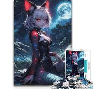 Rompecabezas para Adolescentes 1000 Anime Moonlight Cat Girl, Regalo de cumpleaños Divertido y Gracioso para Mayores de 14 años, 38x26cm