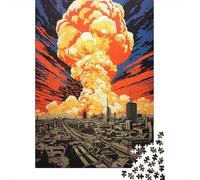 Rompecabezas para Adolescentes 1000 Apocalyptic Cityscape Explosion Art Print Rompecabezas para Adultos Juego Práctico Patrón De Ensamblaje Oferta como Regalos para Toda La Familia 38x26cm/1000pcs