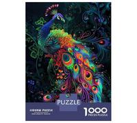 Rompecabezas para Adolescentes 1000 Art Nouveau Neon Peacock Rompecabezas para Adolescentes Juego De Ingenio Decoración De Pared Regalos Y Cumpleaños Únicos 52x38cm/1000pcs