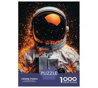 Rompecabezas para Adolescentes 1000 Astronaut in Space Suit with Fire Rompecabezas para Adultos Juegos Relajantes Decoración Perfecta Cumpleaños 52x38cm/1000pcs