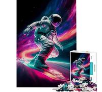 Rompecabezas para Adolescentes 1000 astronautas Haciendo Snowboard en el Espacio Juego Educativo desafío Juguete Juego Imposible Ideas para Regalos de cumpleaños (tamaño 38x52cm)