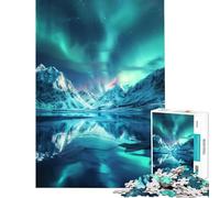 Rompecabezas para Adolescentes 1000 Auroras Boreales Montañas para Juego Educativo Desafío Juguete Juegos Familiares Carrera de Velocidad de Mano Regalos de Cumpleaños (Tamaño 38x52cm)