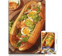 Rompecabezas para Adolescentes 1000 Banh Mi Sandwich Ilustración Juego desafío único Actividades Familiares Regalo Cumpleaños Tamaño 50x75cm