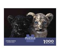 Rompecabezas para Adolescentes 1000 Black and White Leopard Cubs Rompecabezas para Adultos Juego Práctico Mejora La Memoria para Cumpleaños, Navidad 70x50cm/1000pcs