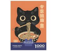 Rompecabezas para Adolescentes 1000 Black Cat Eating Ramen Poster, Picture, Metal Print, Paint by Bella Japan Rompecabezas para Adultos Juegos Relajantes Decoración Perfecta Cumple