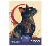 Rompecabezas para Adolescentes 1000 Black Japanese Cute Cat Rompecabezas para Adultos Juego Práctico Patrón De Ensamblaje Oferta como Regalos para Toda La Familia 52x38cm/1000pcs