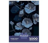 Rompecabezas para Adolescentes 1000 Blue Floral Pattern on Dark Background Rompecabezas para Adultos Juguete Decoración De Pared Alivia El Estrés Ayuda A Ejercitar El Cerebro 70x50cm/1000pcs