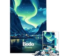 Rompecabezas para Adolescentes 1000 Bodo Noruega Aurora Boreal Paisaje Juegos relajantes Juguete Juego Intelectual Grandes Regalos y Juguetes Actividades Familiares (Tamaño 38x26cm)