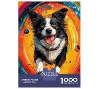 Rompecabezas para Adolescentes 1000 Border Collie in Space Rompecabezas para Adultos Juguete Decoración De Pared Alivia El Estrés Ayuda A Ejercitar El Cerebro 70x50cm/1000pcs