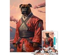 Rompecabezas para Adolescentes 1000 Boxer Dog The Samurai para cumpleaños Navidad Actividades Familiares Juguetes antiestrés Apto para Mayores de 14 años 38x52cm