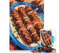 Rompecabezas para Adolescentes 1000 brochetas de Carne a la Parrilla con Verduras Juego de ingenio Regalo para un rato de Juego Tranquilo (38x26cm)